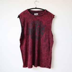 AC/DC Acid Wash Red and Black Tank Top, Size Medium